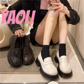 Yaoli giày da đế dày phong cách hàn quốc thời trang cho nữ