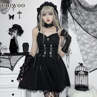 Uiowoo Đầm Hai Dây Dáng Ôm Phong Cách gothic Thời Trang Quyến Rũ Công Nghiệp Châu Âu Và Mỹ
