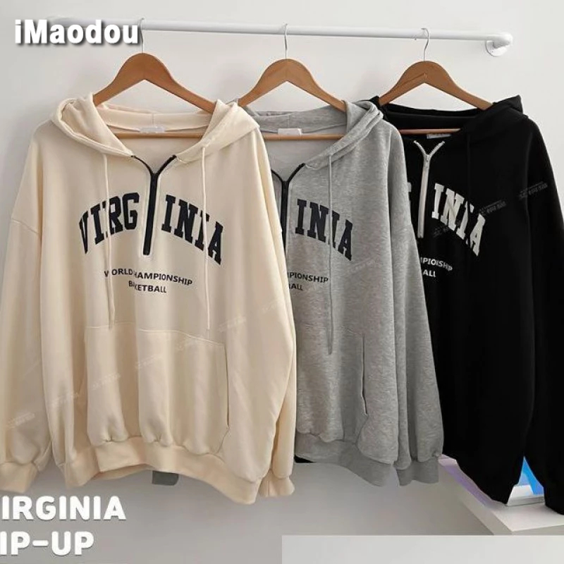 IMAODOU Áo Hoodie Vải cotton 100% Mỏng Dáng Rộng Cao Cấp Thời Trang Xuân Thu Cho Nữ