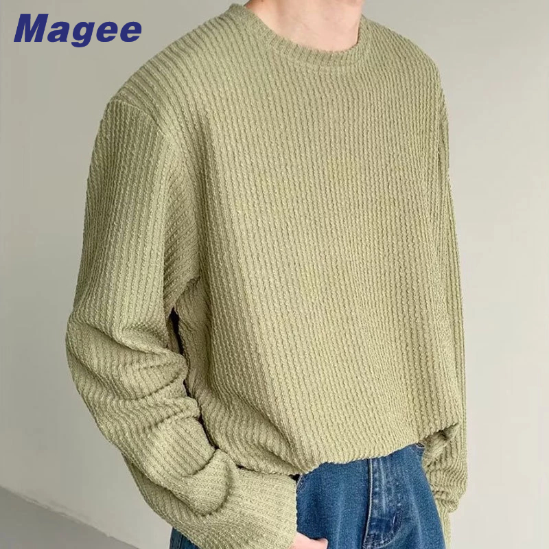 Áo sweater Tay Dài Dáng Rộng Họa Tiết Kẻ Sọc Màu Trơn Thời Trang Hàn Quốc Cao Cấp Cho Nam