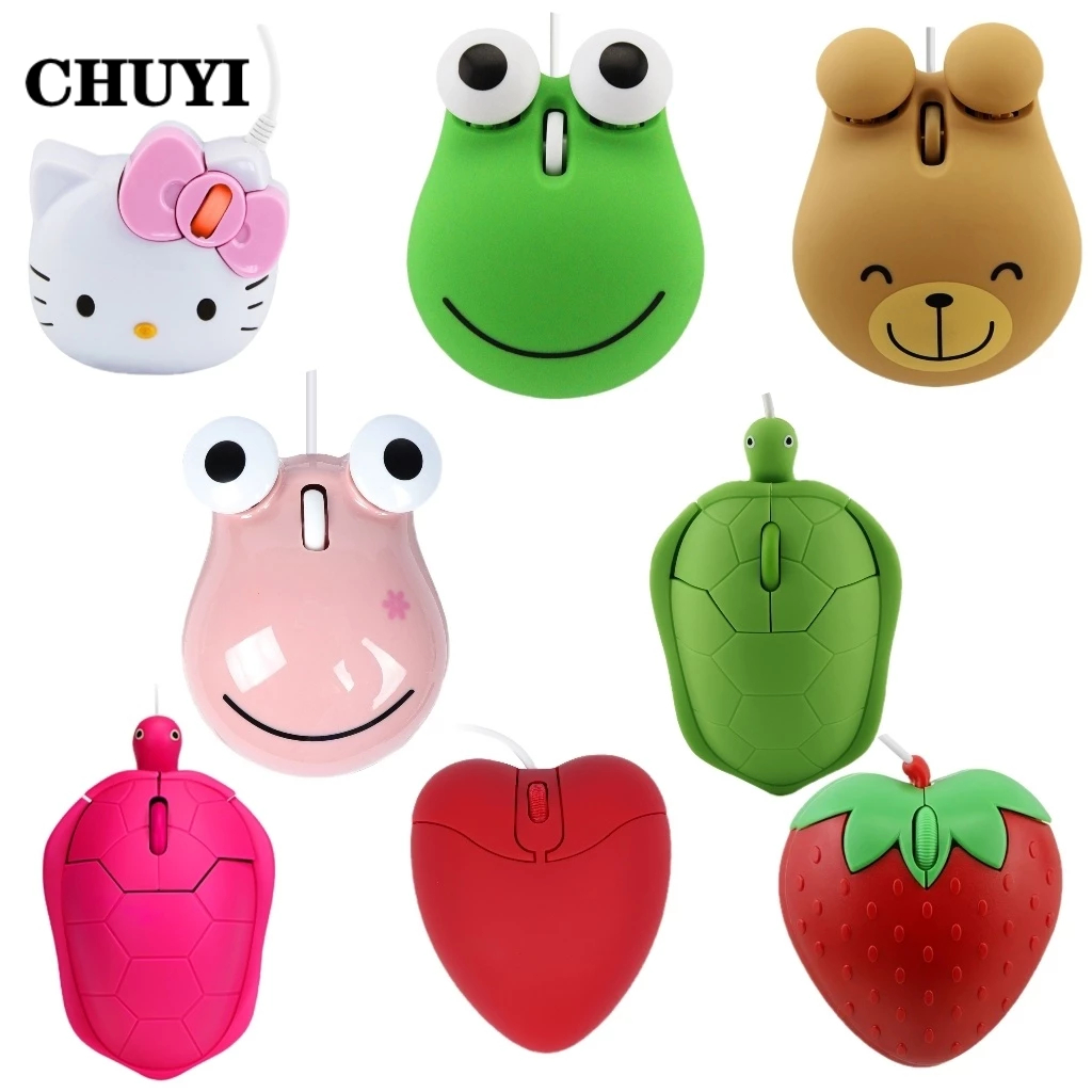 Chuột quang máy tính CHUYI có dây mini usb 1600DPI thiết kế động vật hoạt hình dễ thương