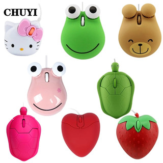 Chuột quang máy tính CHUYI có dây mini usb 1600DPI thiết kế động vật hoạt hình dễ thương