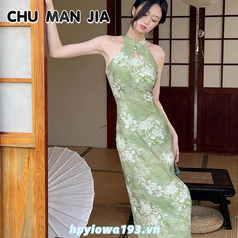 Đầm sườn xám CHU MAN JIA không tay ôm sát thời trang quyến rũ cho nữ