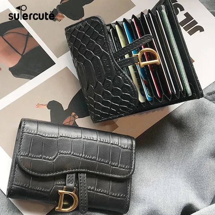 SUPERCUTE Ví Đựng Thẻ Màu Trơn Sức Chứa Lớn Thời Trang Tinh Tế Cao Cấp Giá Đỡ