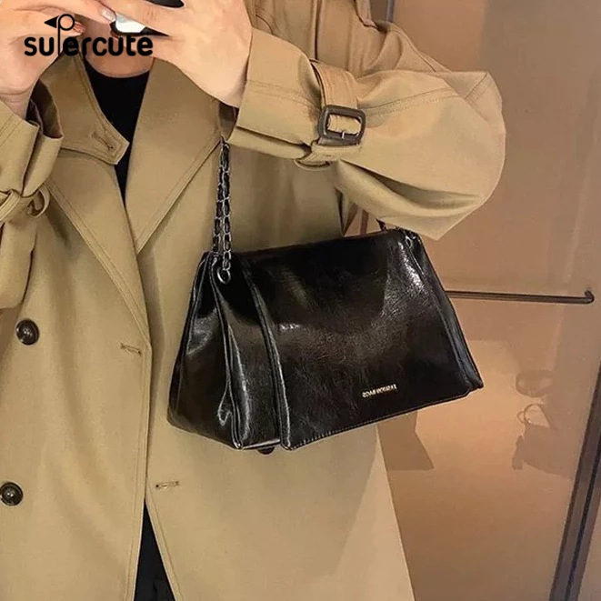 SUPERCUTE Túi Xách Da PU Cỡ Lớn Màu Trơn Thời Trang Cho Nữ