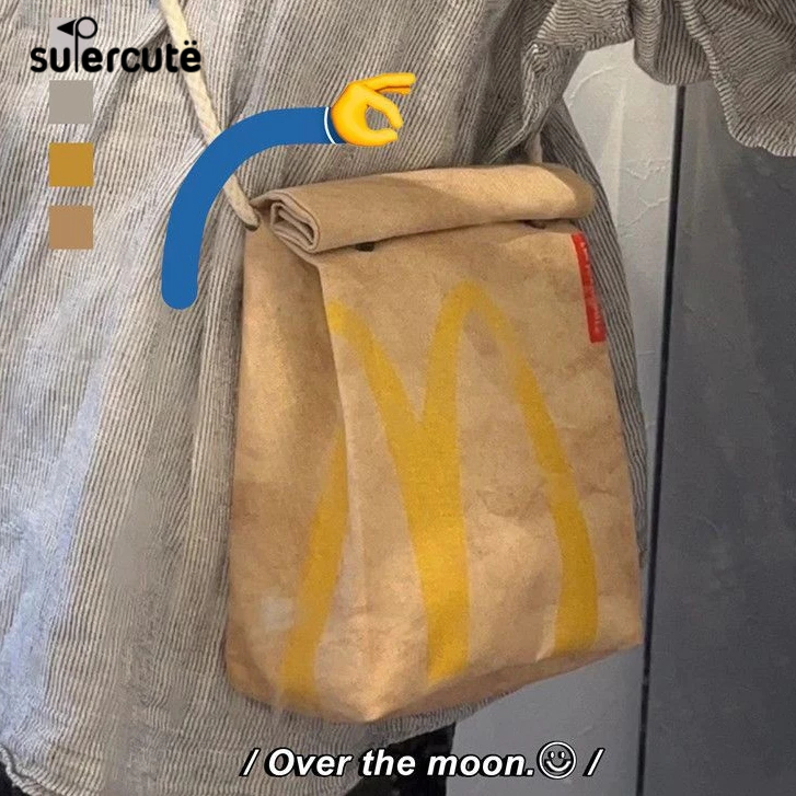 SUPERCUTE Dễ Thương Balo Đi Học Bằng Giấy Cỡ Lớn Họa Tiết Mcdonald Đáng Yêu