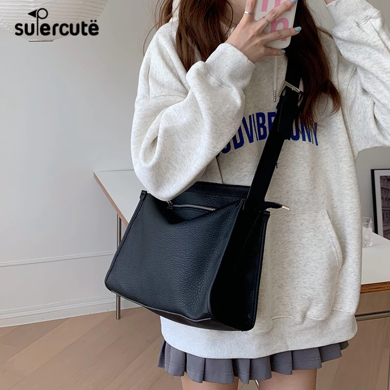 SUPERCUTE Túi Đeo Chéo Vai Bằng Da PU Thời Trang Sành Điệu Cho Nữ