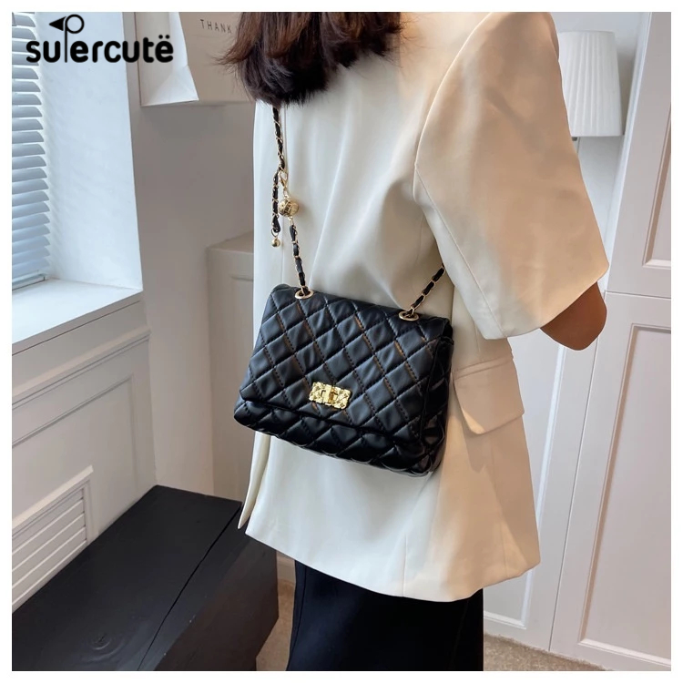 SUPERCUTE Túi Xách Đeo Vai Hình Thoi Cỡ Nhỏ Kết Cấu Mới Cao Cấp Dễ Phối Đồ Thời Trang Cho Nữ