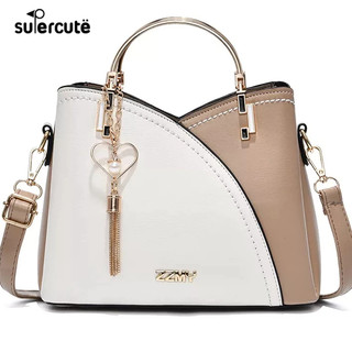 SUPERCUTE Túi Xách Đeo Vai Da pu Cỡ Lớn Phối Màu Tương Phản Kiểu Hàn Quốc Dễ Thương Cho Nữ