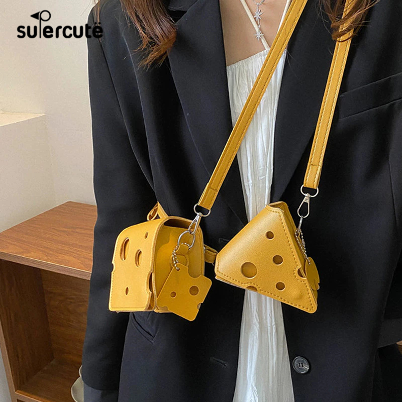 SUPERCUTE Túi Đeo Chéo Vai mini Bằng Da PU Màu Trơn Hình Tam Giác / Vuông Đựng Son Môi / Tai Nghe Thời Thượng