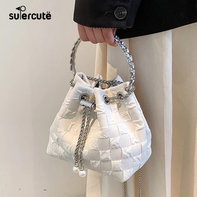 SUPERCUTE Túi Xách Đeo Vai Chất Liệu nylon Họa Tiết Kẻ Sọc Thời Trang Cao Cấp Phong Cách Phương Tây