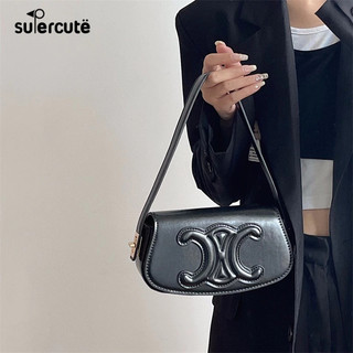 SUPERCUTE Túi Đeo Vai Bằng Da PU Cao Cấp Màu Trơn Phong Cách Cổ Điển Thời Trang Cho Nữ