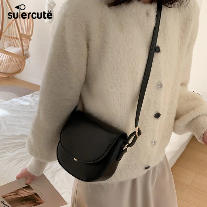 Túi Đeo Chéo Vai Bằng Da pu Màu Trơn Đơn Giản Phong Cách Hàn Quốc