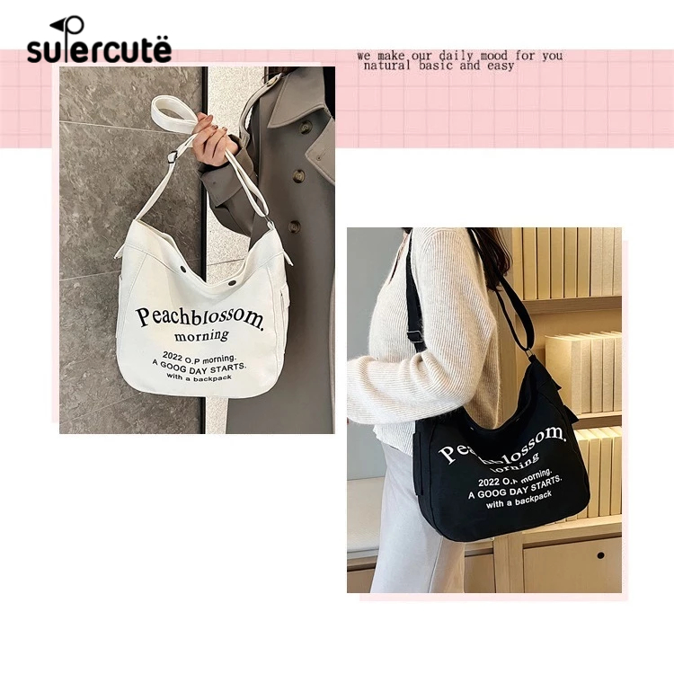 Túi vải SUPERCUTE dung tích lớn thời trang đa năng học sinh lớp một vai túi tote đeo chéo-body
