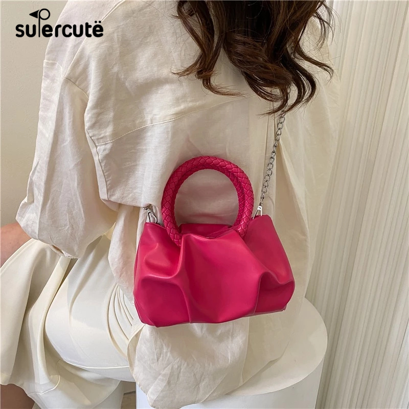 SUPERCUTE Túi Xách Đeo Chéo Hình Vuông Nhỏ Màu Kẹo Phối Dây Xích Thời Trang