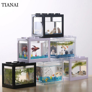 Reitinge thuy bể cá mini để bàn bằng nhựa sáng tạo có đèn