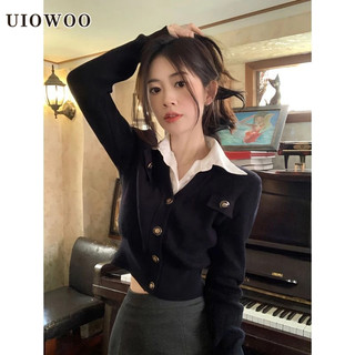 Áo sweater Giả Hai Mảnh Tay Dài Cổ polo Phong Cách Đại Học uiowoo Thời Trang Mùa Xuân 2023 Mới