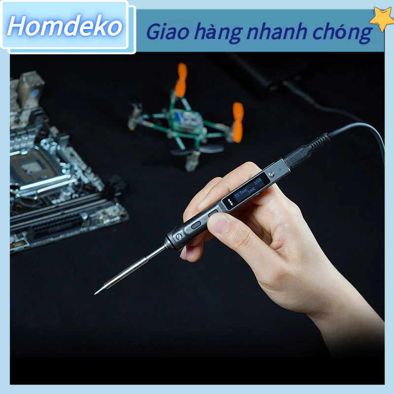TS101 Bộ dụng cụ hàn mỏ điện kỹ thuật số cầm tay mini 9V‑24V 65W Homdeko J.