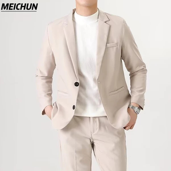 Áo Khoác Vest Dáng Ôm Cài Một Hàng Nút Thời Trang Hàn Quốc Cao Cấp Cho Nam