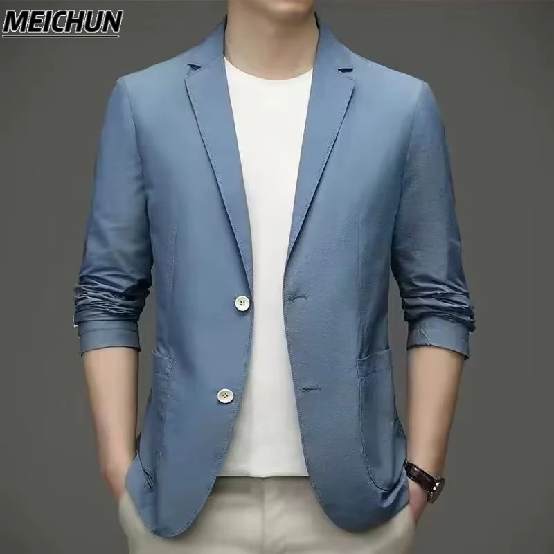 Áo Khoác blazer Đơn Bằng Lụa Lạnh Nhẹ Thoáng Mát Thời Trang Mùa Hè Cho Nam