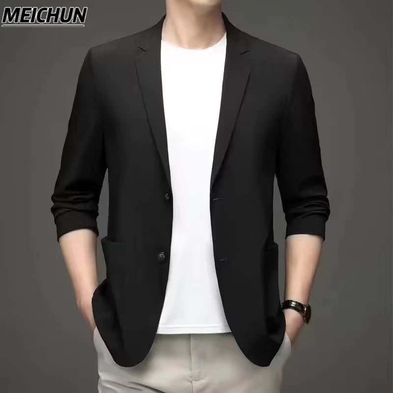 Áo Khoác blazer Đơn Bằng Lụa Lạnh Nhẹ Thoáng Mát Thời Trang Mùa Hè Cho Nam