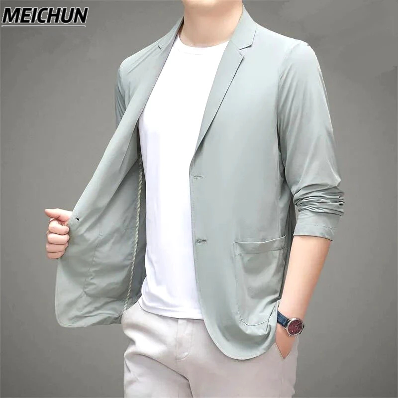 Mùa Hè Mát Mẻ Làm Mới Mùa Hè!Áo Khoác Vest Chất Lụa Thời Trang Cho Nam