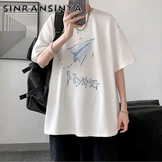 Sinransinya Áo Thun Tay Ngắn Cổ Tròn In Hình Trẻ Trung Thời Trang Mùa Xuân Cho Nam