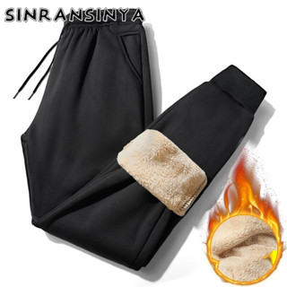 Sinransinya Quần Dài Thể Thao Dáng Rộng Lót Nhung Lông Cừu Dày Dặn Ấm Áp Thời Trang Mùa Đông Cho Nam Giới