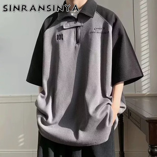 Áo thun polo SINRANSINYA in chữ thời trang cao cấp cho nam