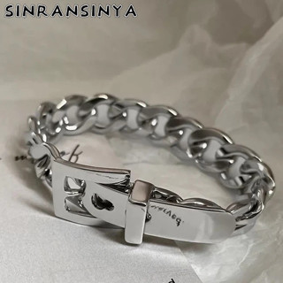 Vòng đeo tay SINRANSINYA khóa kim loại phong cách Âu Mỹ thời trang cho cặp đôi