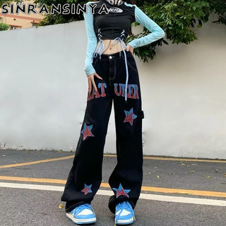 Sinransinya Quần jeans Dài Ống Rộng Thời Trang retro Cho Nam