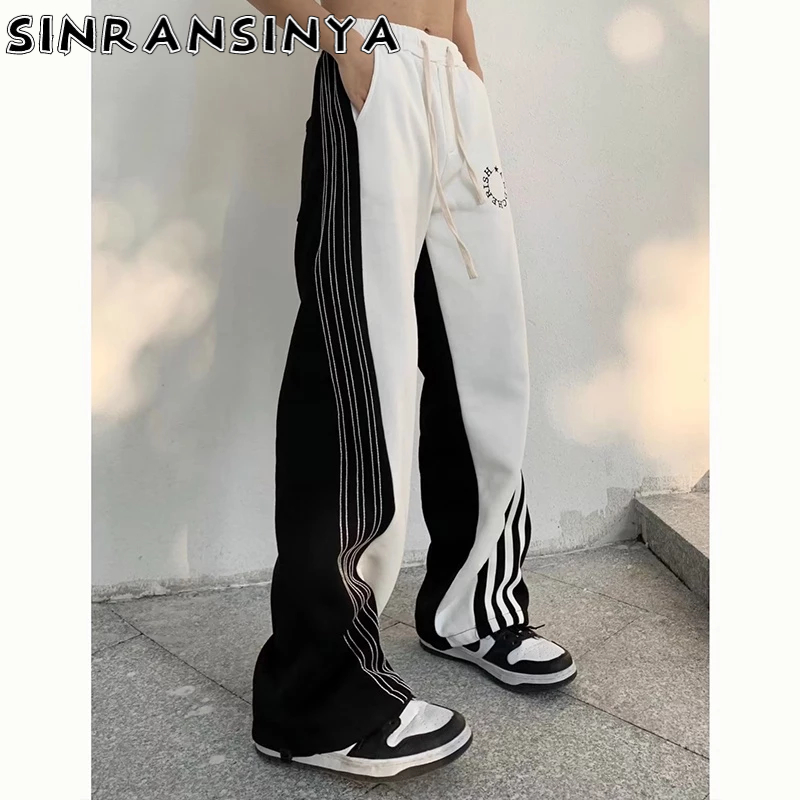 Sinransinya Quần ống rộng Phong Cách retro Thời Trang Cho Nam