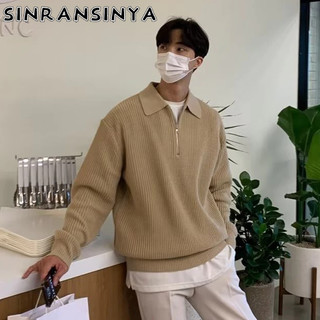 Sinransinya Áo sweater Dáng Rộng Cao Cấp Thời Trang Thu Đông Cho Nam