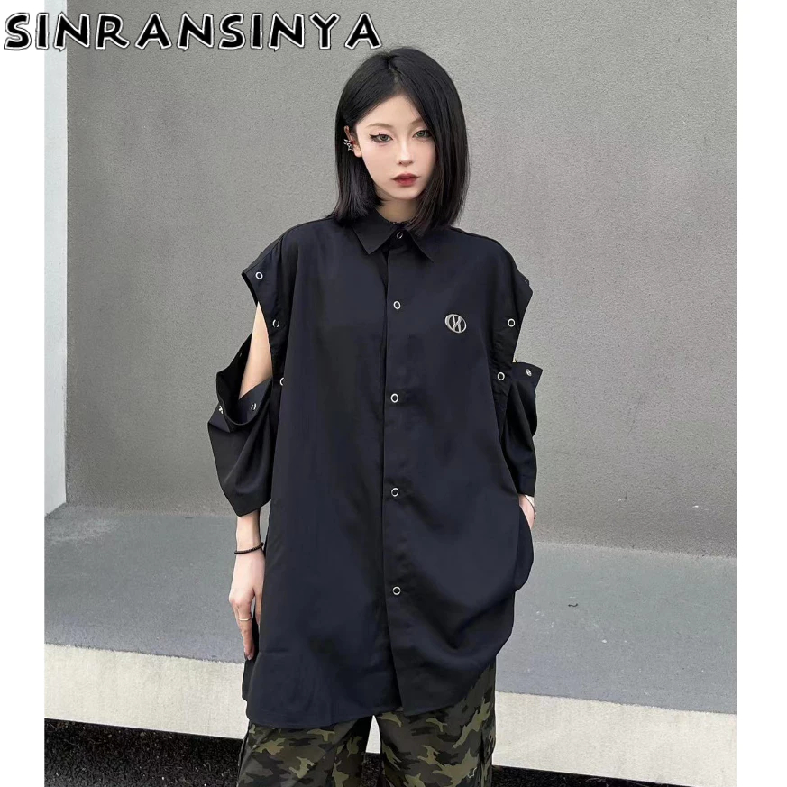Sinransinya Áo Sơ Mi Tay Ngắn Phong Cách retro Đường Phố Mỹ Thời Trang Mùa Hè Cho Nam