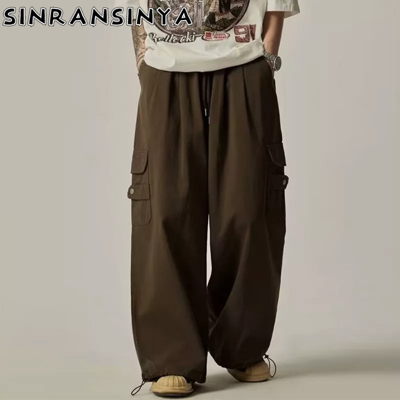 Quần ống rộng SINRANSINYA nhiều túi phong cách Hàn Quốc dành cho nam