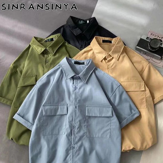 Sinransinya Áo Sơ Mi Ngắn Tay Thời Trang Hongkong Dành Cho Nam