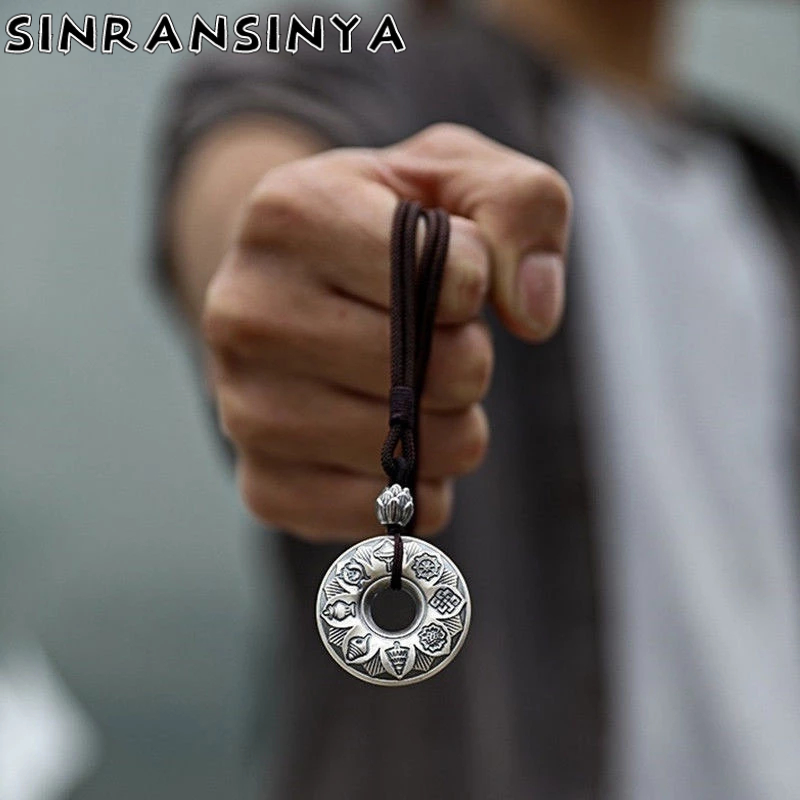 Sinransinya Vòng cổ Bạc 99 Chân Mặt Hình Trái Tim Phong Cách vintage Cho Cặp Đôi