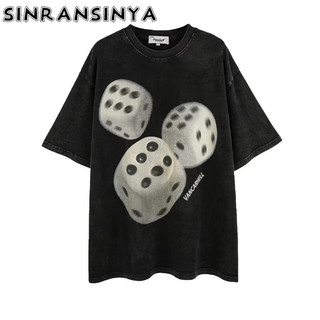 Sinransinya Áo Thun cotton Tay Ngắn Cổ Tròn Dáng Rộng Thời Trang Mùa Hè Cho Nam Giới