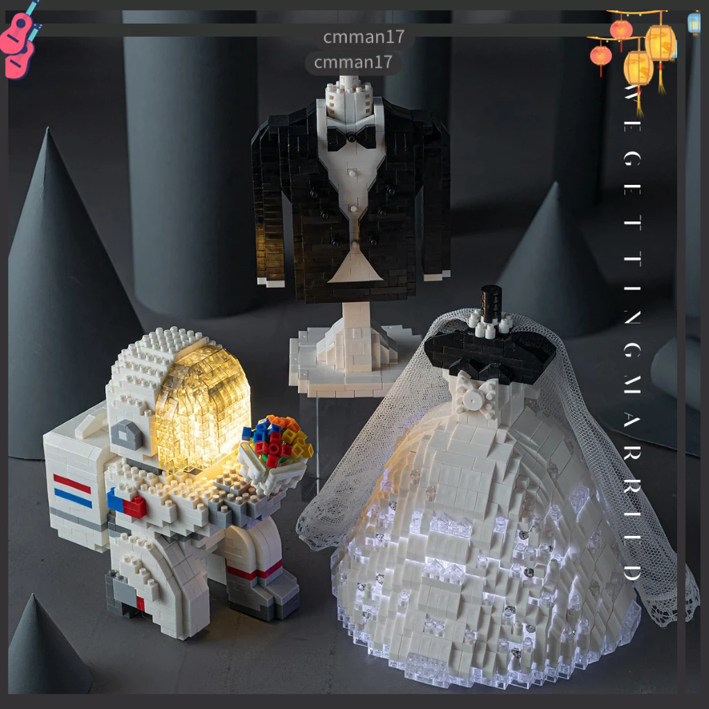 NiceOne Tương thích với gạch Lego váy cưới kim cương trắng để bàn đồ trang trí giáo dục lắp ráp đồ chơi bé gái quà tặng sinh nhật cmman