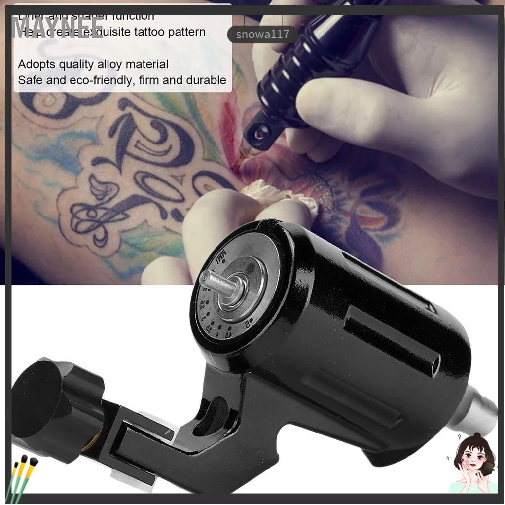 Maynee Có thể điều chỉnh Động Cơ Mạnh Mẽ Máy Xăm Hợp Kim Lót Shader Máy Xăm Giao Diện RCA snowa