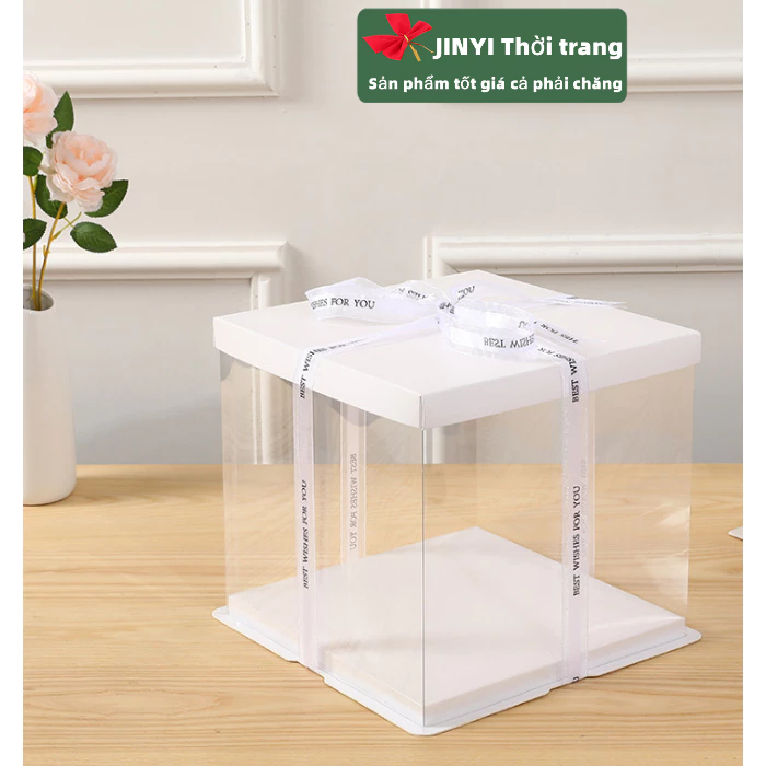 Hộp Đựng Bánh Kem Hình Tròn / Vuông 4 inch 6-inch Kèm Ruy Băng Xinh Xắn