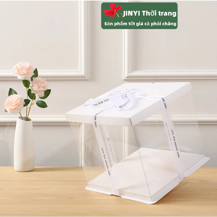 Hộp Đựng Bánh Kem Hình Tròn / Vuông 4 inch 6-inch Kèm Ruy Băng Xinh Xắn