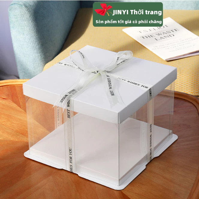 Hộp Đựng Bánh Kem Hình Tròn / Vuông 4 inch 6-inch Kèm Ruy Băng Xinh Xắn