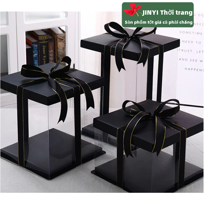 Hộp Đựng Bánh Kem Hình Tròn / Vuông 4 inch 6-inch Kèm Ruy Băng Xinh Xắn