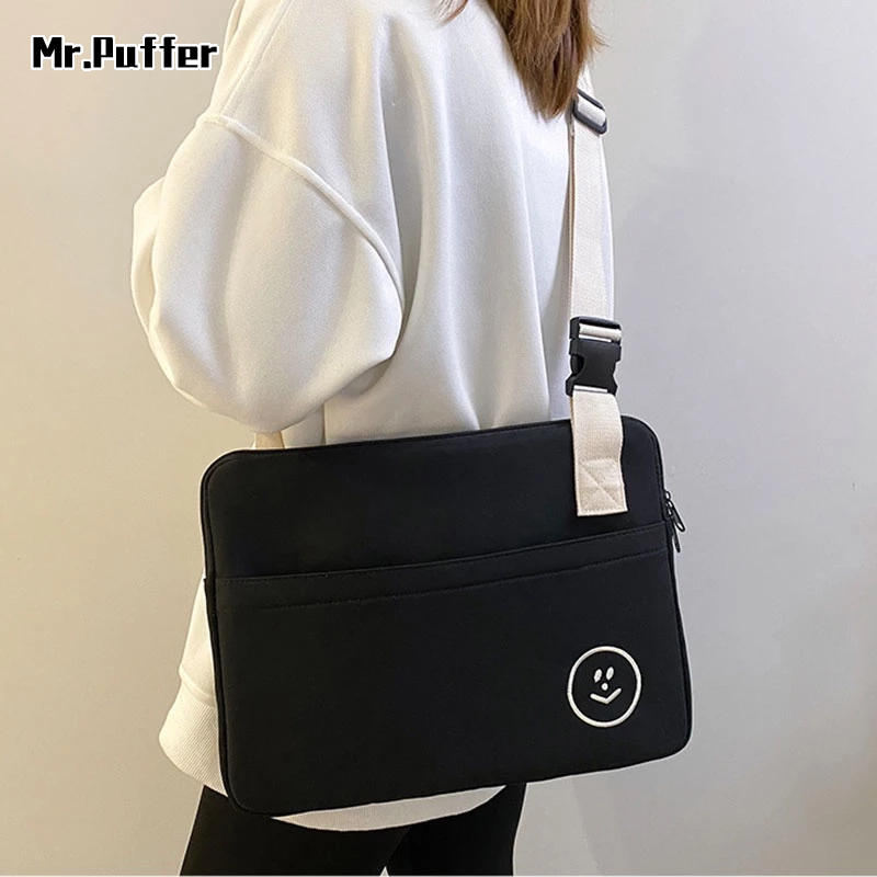 Mr.puffer ins Túi Đeo Chéo Vai Đựng Máy Tính ipad Chống Sốc Chống Nước Thêu Hình Mặt Cười