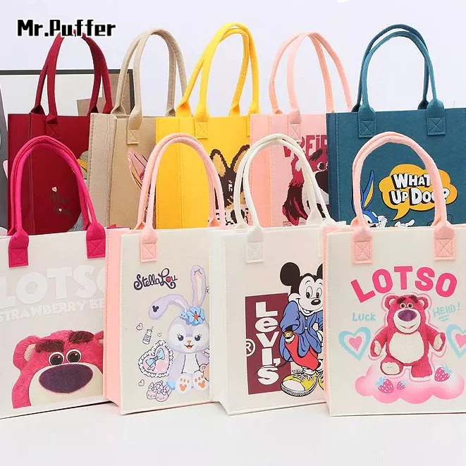 Mr .Puffer Túi Xách Tay Bằng Vải Nỉ In Hoạt Hình Dành Cho Nữ Sinh
