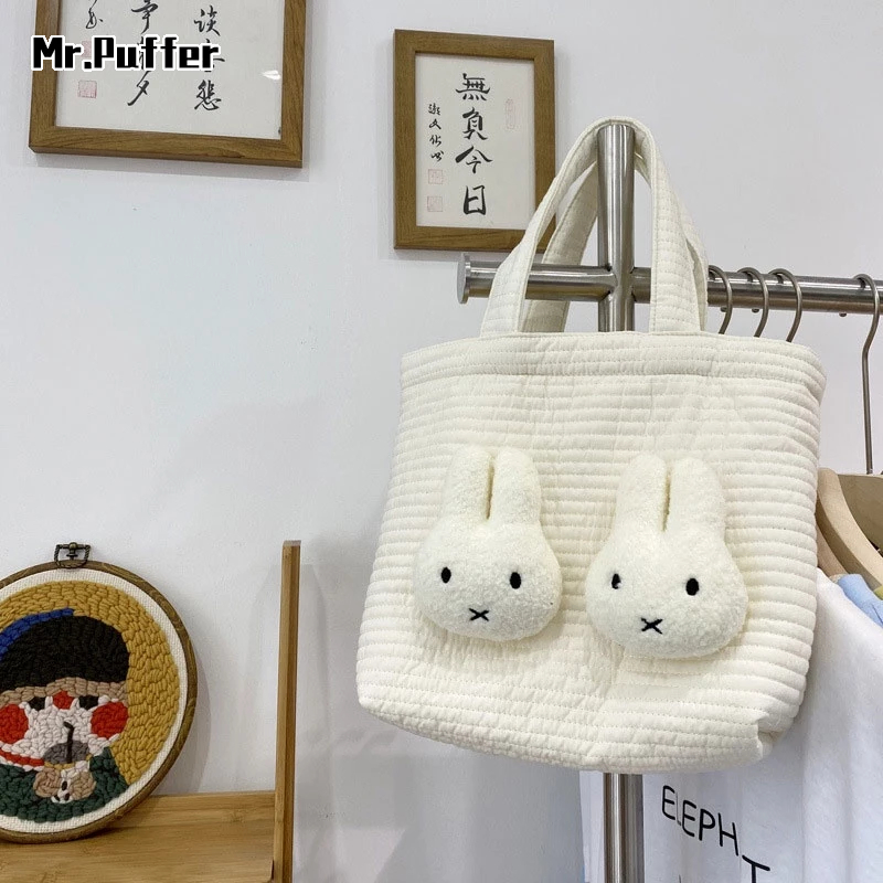 Túi Đựng Hộp Cơm Trưa mr.puffer Nhỏ Gọn Họa Tiết Thỏ Dễ Thương Phong Cách Nhật Bản