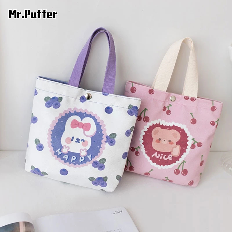 Mr.puffer Túi vải Đựng Hộp Cơm Trưa Xách Tay Phong Cách Hàn Quốc Mới Cho Nữ Sinh
