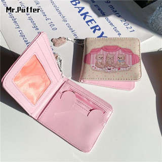 Ví ngắn mr puffer da pu gập đôi phong cách cổ điển cho nữ