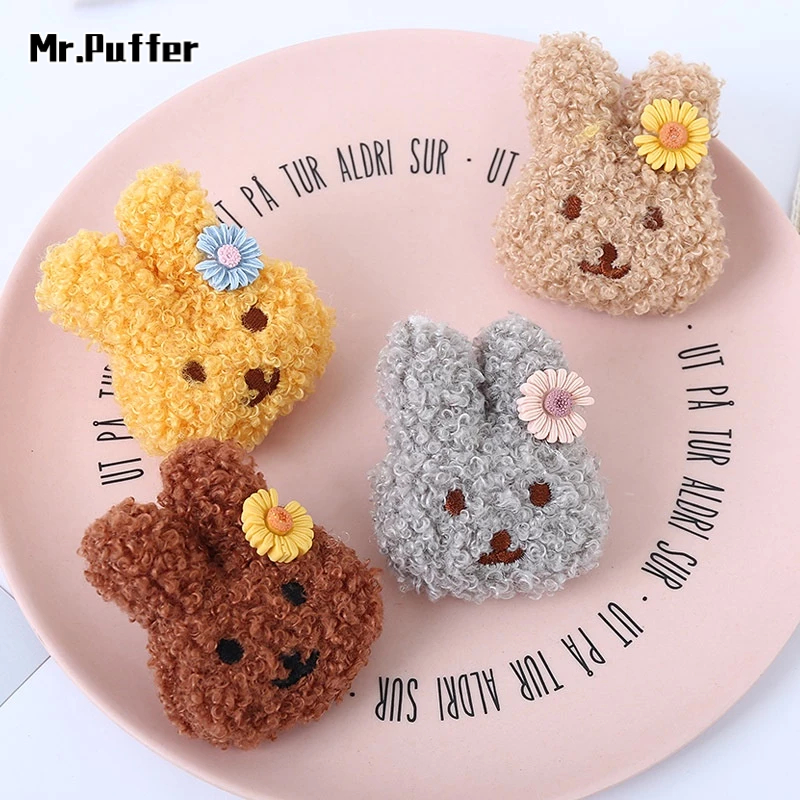Mr.puffer Phụ Kiện Cài Áo Hình Thỏ Bông Hoạt Hình Trang Trí Túi Xách Đi Học Cho Trẻ Em ins